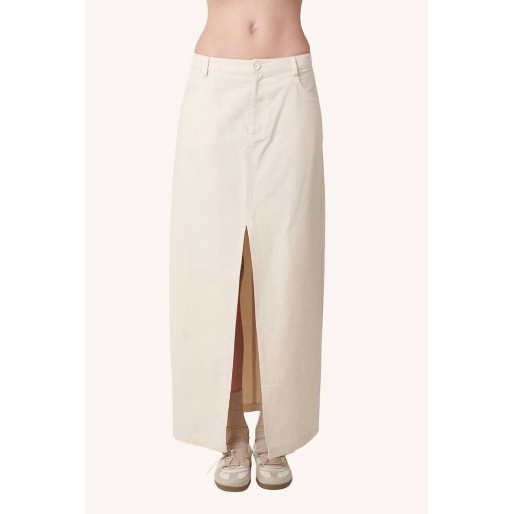 NEW FIND ME NOW tencel and viscose midi skirt in antique white